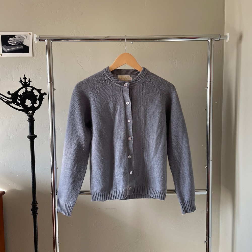 Vintage lavender cardigan.